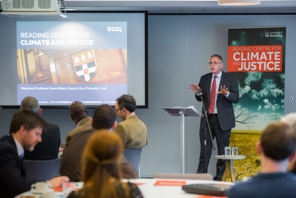 A photo of a climate event presentation at the Meadow Suite